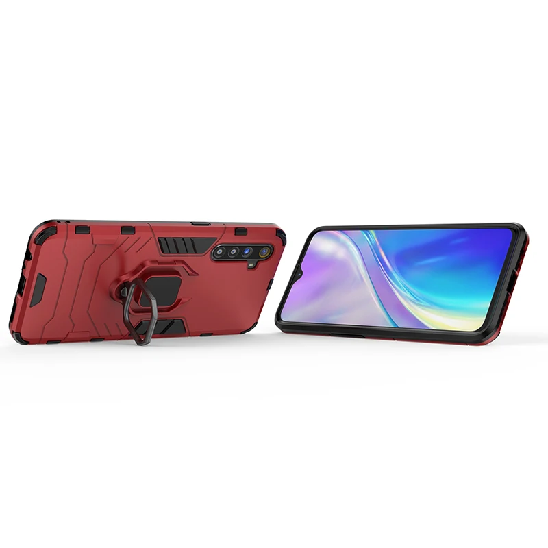 red color Противоударный армированный чехол для realme xt x2 pro, подставка, держатель, автомобильный кольцевой чехол, чехол для oppo reno 2 2z ACE realme 3 5 pro k5, задняя крышка - Цвет: red color