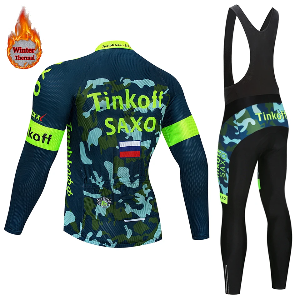 Maillot Ropa Ciclismo Invierno Tinkoff зимняя велосипедная футболка из теплого флиса с длинными рукавами, комплект велосипедная одежда