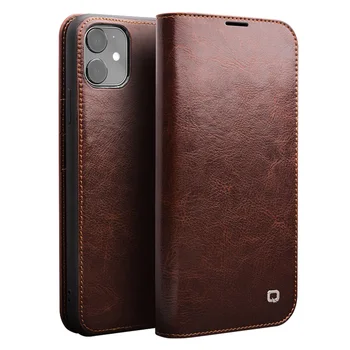 

High Quality Genuine Leather Flip Case for iPhone 11 Pro Max Luxury Pure Handmade Phone Cover with Card Slots For iPhone 11 Pro