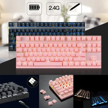 

mechanical keyboard backlit Wired Wireless Gaming Keyboards Dual Mode Green Red Switch LED Light for computer desktop clavier