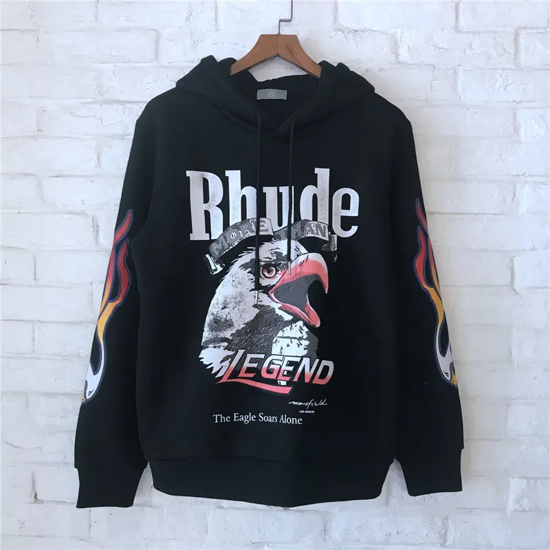 Для мужчин и женщин толстовки Rhude толстовки Legend Eagle Logo Rhude Толстовка LOSANGELS Kanye West Толстовка James уличная