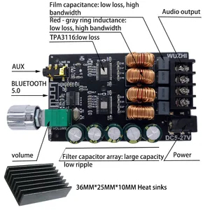 Image 5 - ZK 1002 HIFI 100WX2 TPA3116 Bluetooth 5.0 High Power Digital Amplifier Stereo Board AMP Amplificador Home Theater