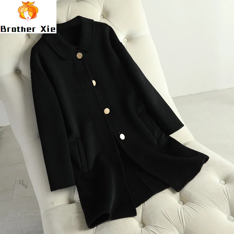 

wool overcoat women's jacket in 2020, medium and long cashmere anti-quarter doll collar Korean version fashionable slim