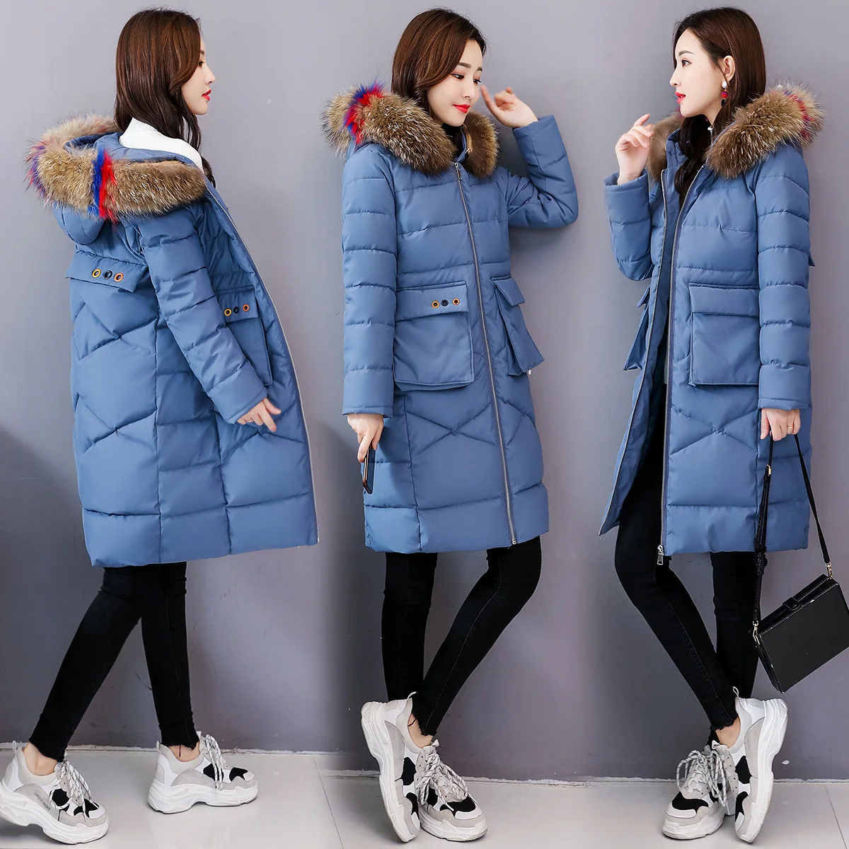 

Cotton-padded Jacket Women's Mid-length 2019 Winter New Style Thick Warmth Retention Material Clothes Korean-style Loose-Fit dow