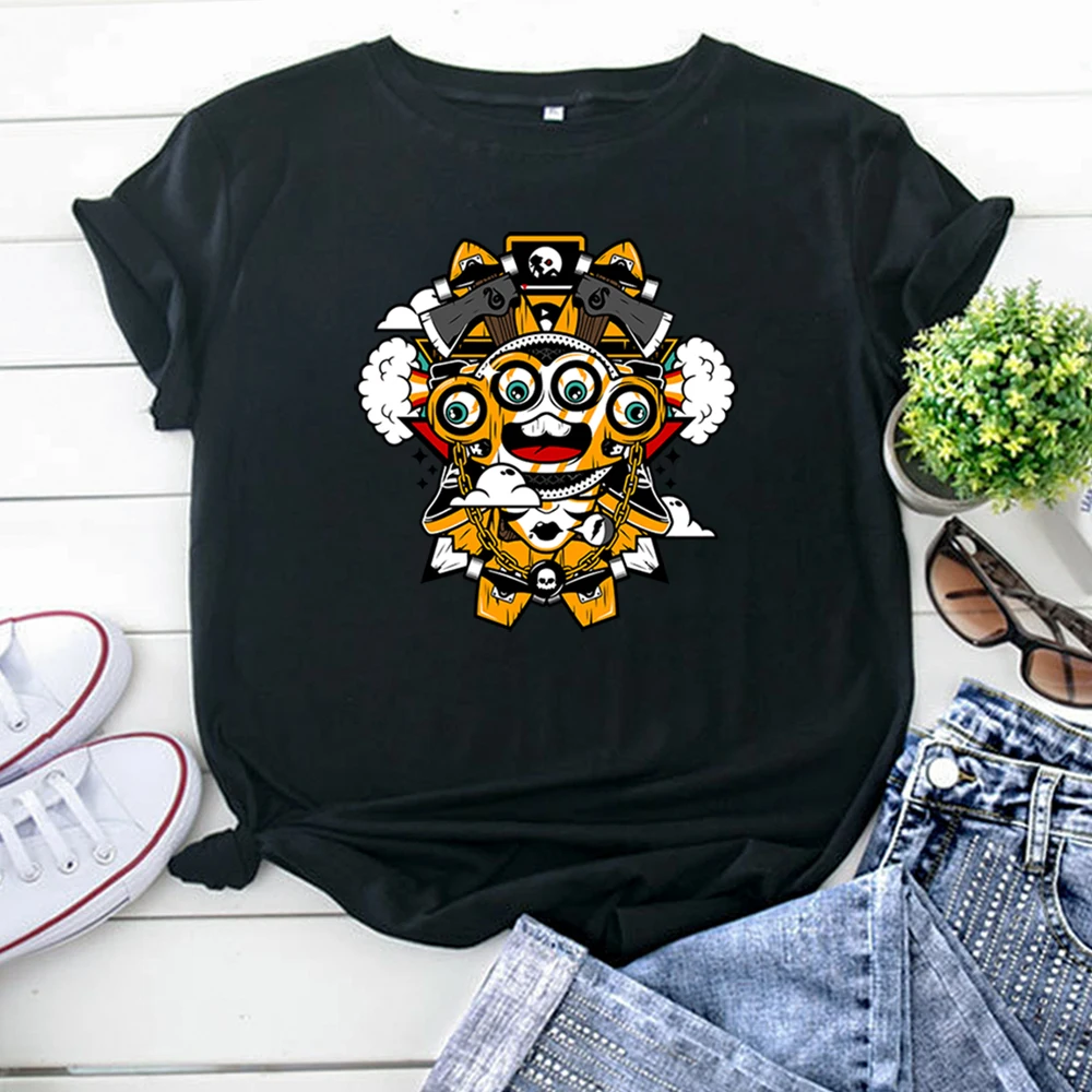 Fashion T Shirts Cartoon Character Funny Printing Tshirt For Women Punk Casual Woman T-Shirts Kpop Vintage Short Sleeve Tops