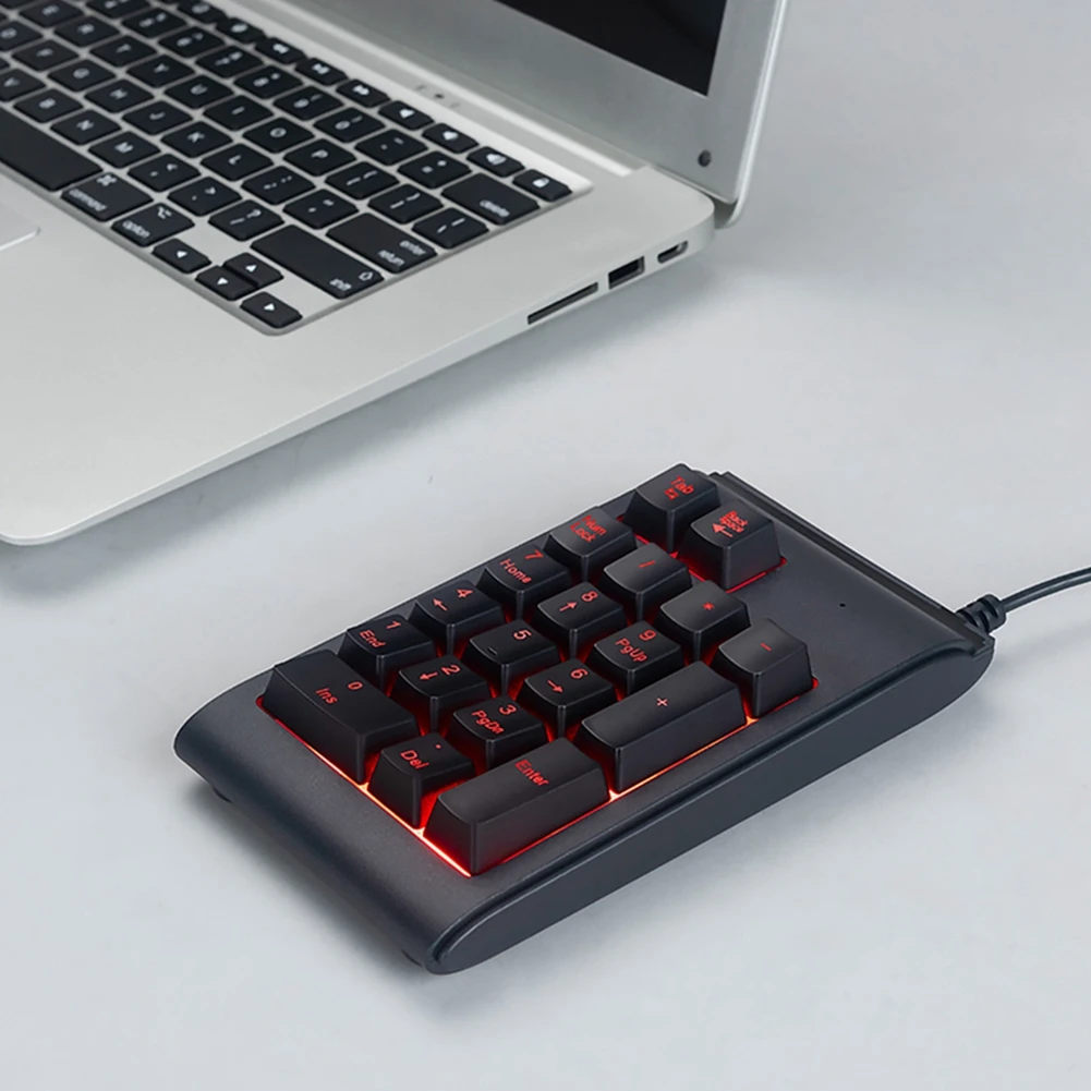 USB Mini 19 клавиш с подсветкой для ноутбука Проводная клавиатура цифровая для портативных ПК Компьютеры 3 светлая цветная клавиатура