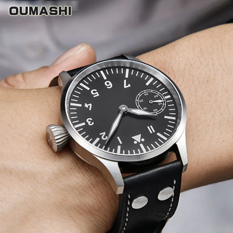 

Mechanical Watch Men 44mm OUMASHI Luxury Pilot Military Style Luminous Waterproof Business Seagull ST3600 Movement 6497