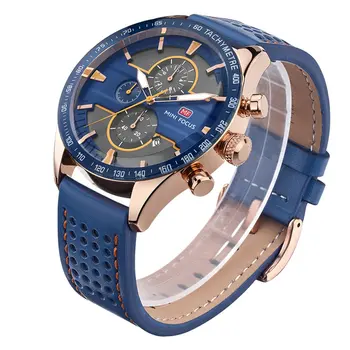 

Rose Gold Shell Inner Shadow Blue Belt With Calendar Quartz Watch Simple Watch Waterproof Casual Wrist Watch For Men And Women