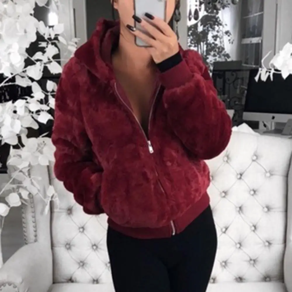 puffer coat with hood 2021 New Faux Fur Women Coat With Hood High Waist Fashion Slim Black Red  Faux Fur Jacket Fake Rabbit Fur Coats north face parka