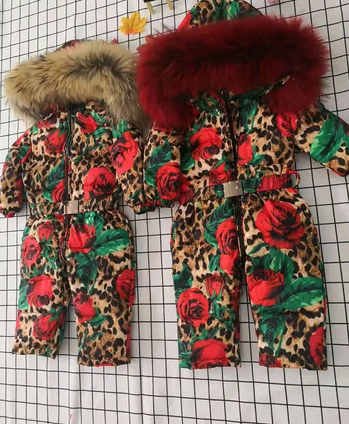 Одежда для маленьких мальчиков и девочек комбинезон для детей, зимний костюм куртка-пуховик с леопардовым принтом Modis, детская зимняя верхняя одежда для мальчиков и девочек, Y1950