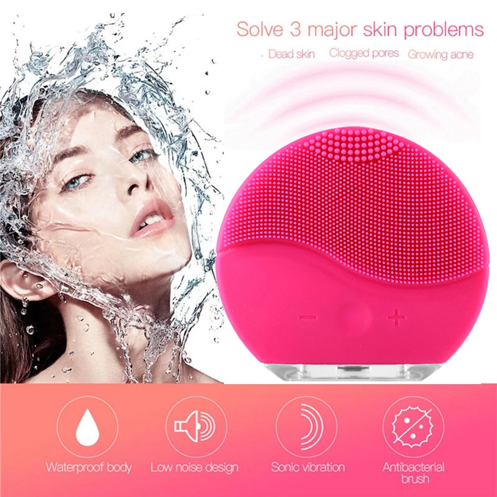 

USB Charger Face Cleansing Pad Mini Electric Massage Brush Silicone Face Cleaner Deep Pore Cleansing Waterproof Skin Care Tool