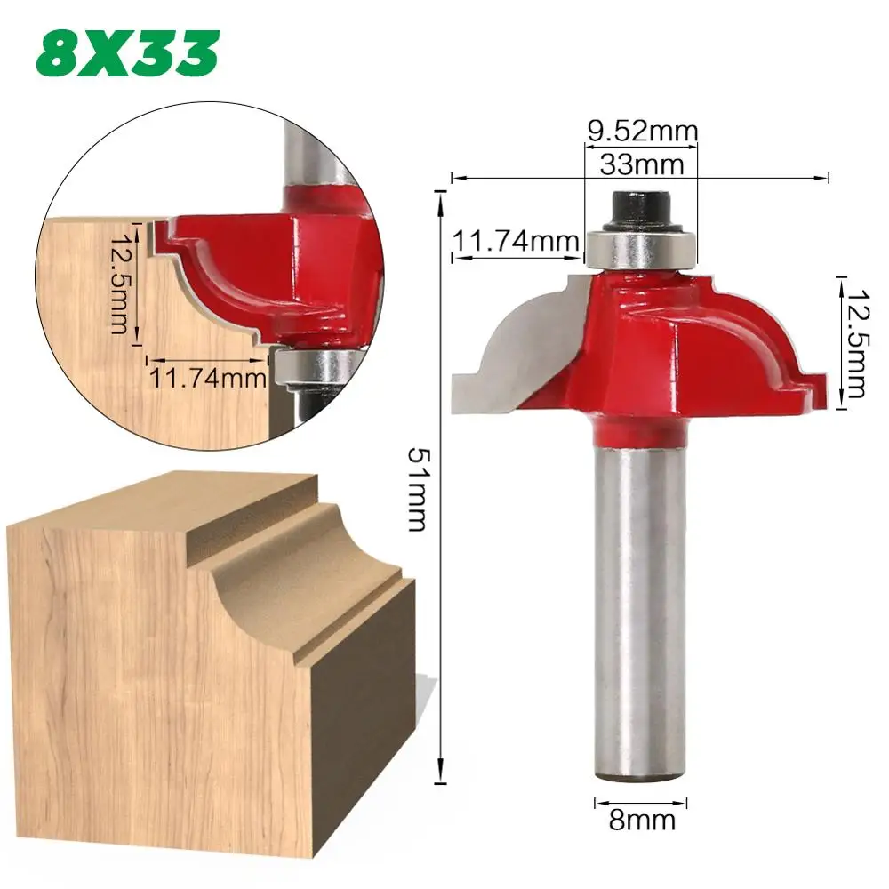1 шт. 8 мм хвостовик древесины маршрутизатор бит прямой Концевая фреза триммер очистка заподлицо отделка угловая круглая бухта коробка биты инструменты фреза - Длина режущей кромки: 8X33