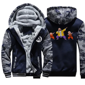 

Dabbing Dragon Ball Jackets Men Master Roshi Gohan Hoodies Sweatshirt Winter Thick Feece Coats Sportswear Camo Outwear Plus Size
