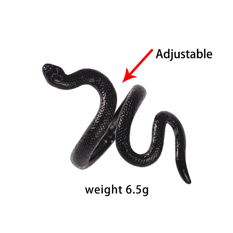 Anime Rings for Men Women Punk Goth Snake Ring Exaggerated Black Plated Gothic Adjustable Party Gift Jewelry Mujer Bijoux finger ring adjustable rings animal ring