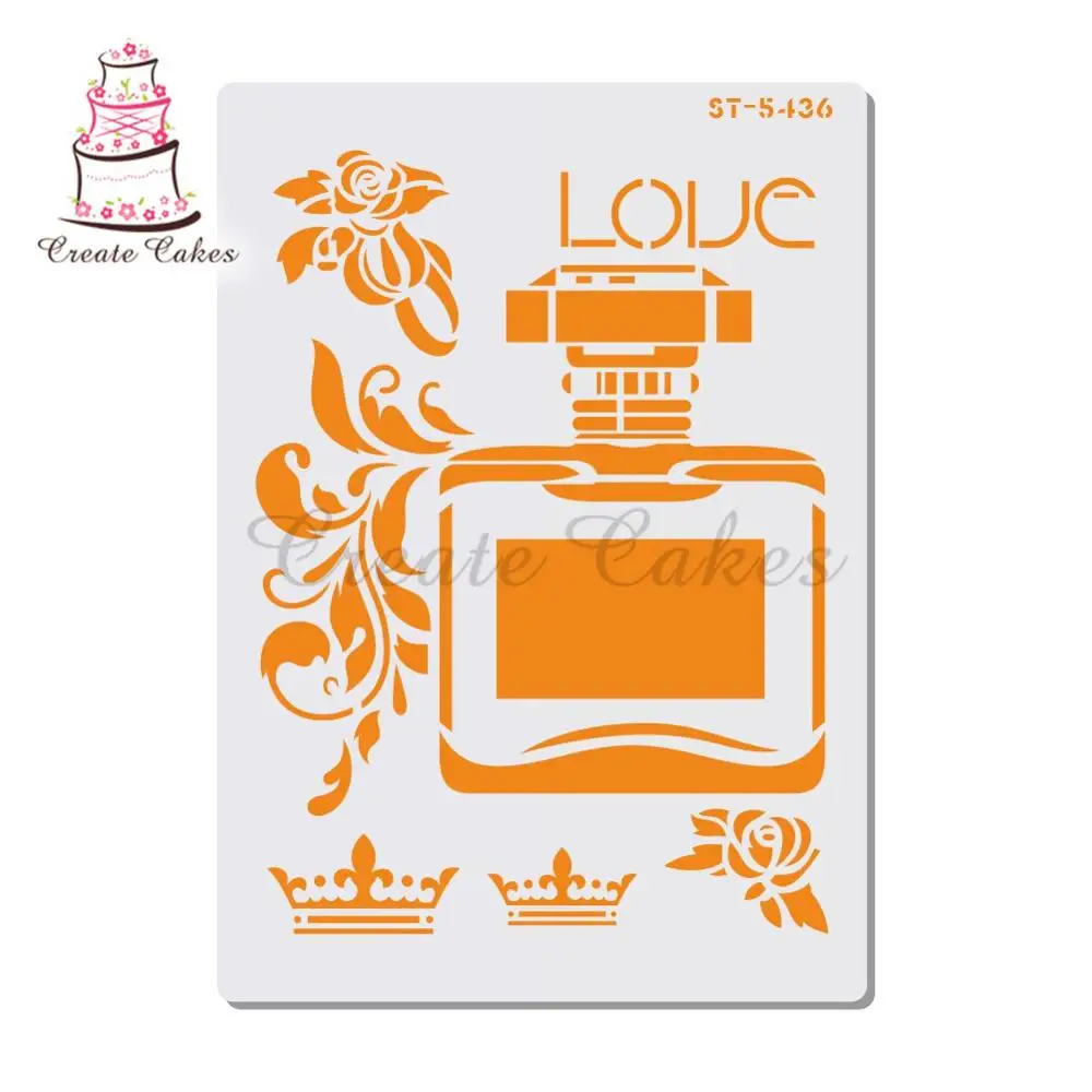 

Perfume Bottle Stencil For Walls Painting Scrapbooking Stamp Album Decorative Embossing DIY Craft Paper Card Flower Template