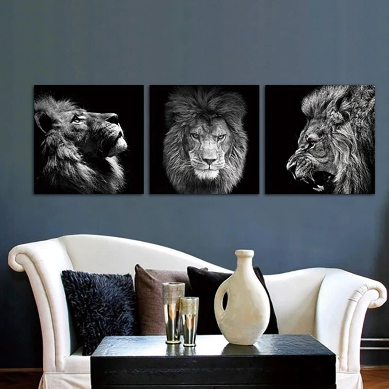 3 шт. настенные художественные картины холст картина постер животное Король Лев