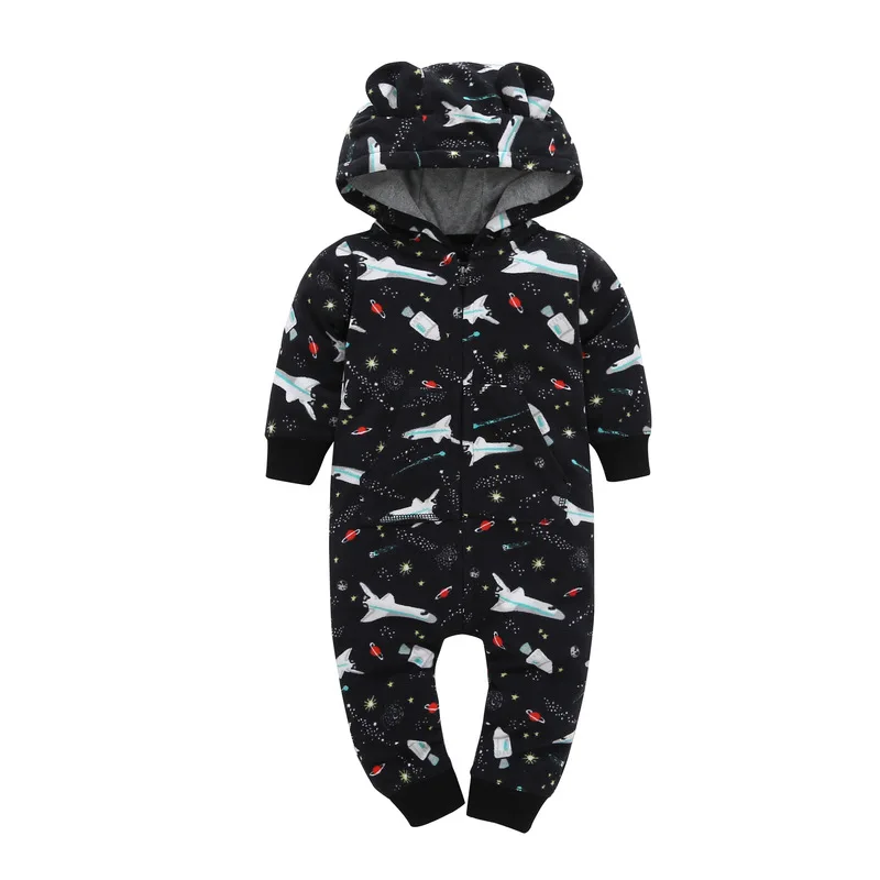 Комбинезон для новорожденных, Осень-зима, теплые флисовые пижамы с капюшоном для малышей Одежда для маленьких мальчиков и девочек комбинезоны, одежда для сна, для детей от 0 до 24 месяцев