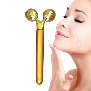 

Slimming Face 24k Gold Vibration Facial Beauty Roller Massager Facial Beauty Massager Energy Vibrating Bar Face Tool