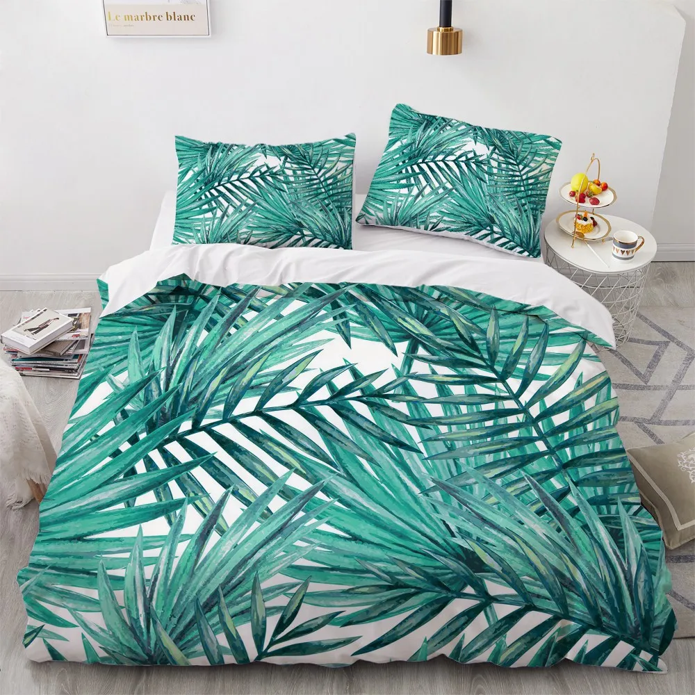 3D Plant Bedding Sets Quilt Covers Nordic Flower Duvet Cover Bedclothes King Queen Full Home Textile Bed Linens Pillow Shams