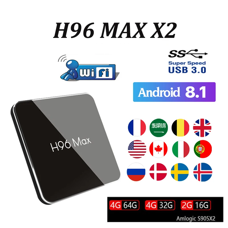 

Box android New H96 max x2 4GB 64GB smart TV Box 2.4G/5.8G Wifi BT4.0 4GB 32GB tv Set Top Box support netflix youtube