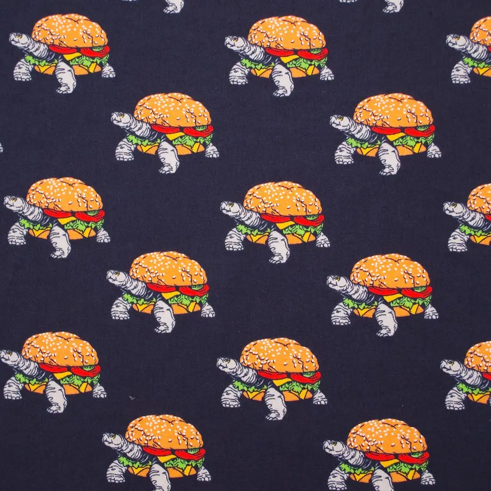

1 yard Turtle hamburger printed Cotton poplin Fabric (width=140cm)