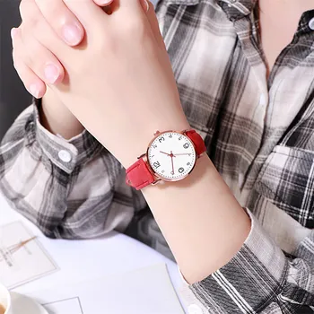 

Fashionable Temperament Female Mesh Leather Belt Watch Quartz Analog Round Watch Luxury Leather Band Analog Quartz WristWatch