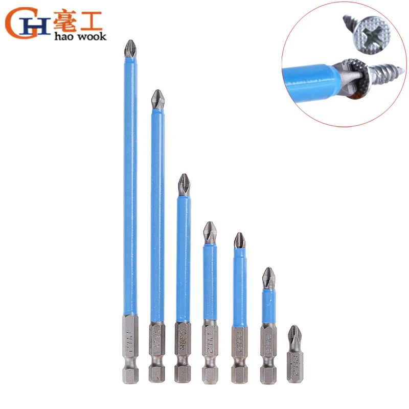 

High Efficiency 1/4" Hex Shank Magnetic Anti Slip Long Reach Electric Screwdriver Bits Precision PH2 Single Phillips/Cross Head