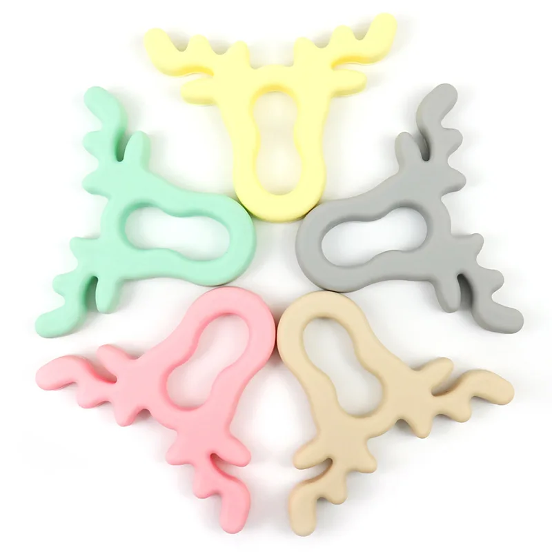 

Baby Teether Silicone Beads Teething Toy Cartoon Deer BPA Free DIY Pacifier Chain Accessories Silicone Beads Silicone Teether