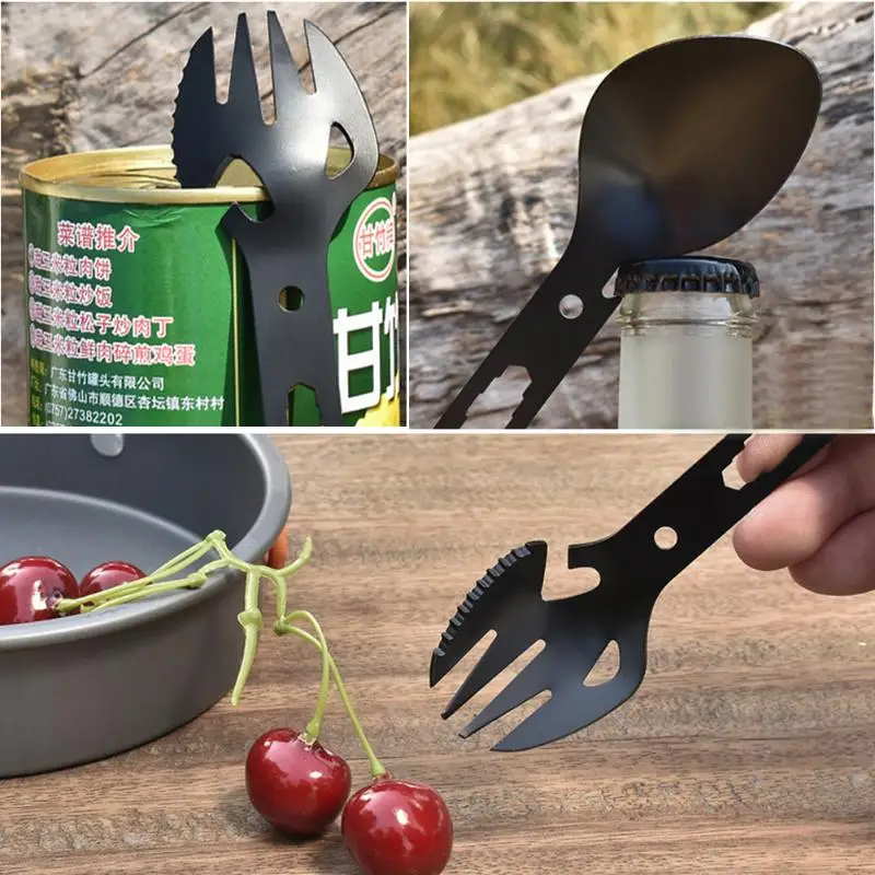 Многофункциональный из нержавеющей стали EDC Spork вилка ложка ключ для пикника