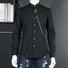 Брендовая мужская рубашка модная молния дизайн сплошной цвет Тонкий Chemise homme Высокое качество Чистый хлопок для мужчин платье рубашки повседневные