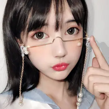 

New pearl glasses women's net red with the same chain pendant original Cebu mirror frame ins super-fire glasses