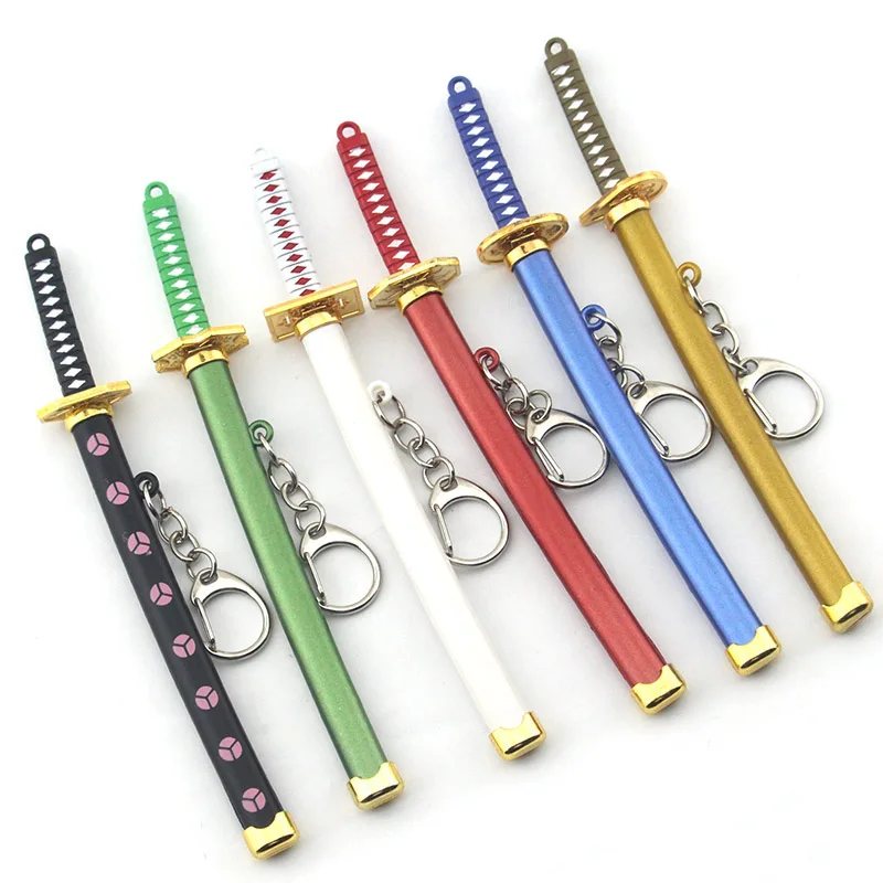 

Hot One Piece Keychain Keyrings Roronoa Zoro Sword kitetsu Toy Model Metal Key Ring llaveros Key Chain Chaveiro Anime Jewelry