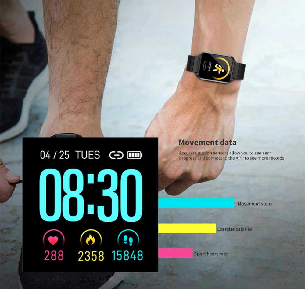 P2 Smartband водонепроницаемый кровяное давление Пульс с дистанционным управлением изображение долгое время ожидания 30 дней умный Браслет