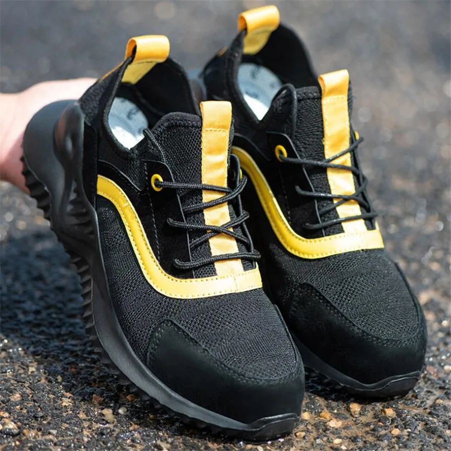 Для мужчин спортивные рабочие ботинки противоударные туфли Для Мужчин's Сталь с закругленным носком с ремешками, защитные сапоги из ПВХ с защитой от проколов-доказательство рабочие кроссовки дышащая обувь