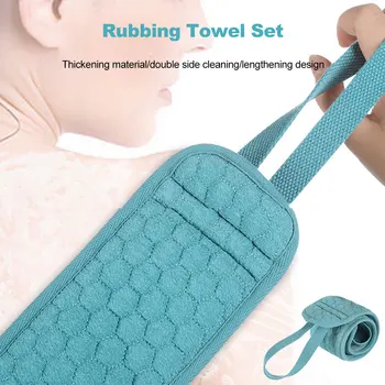 

Bath Towel Gloves Set Long Strip Double-sided Pull Back Strip Adult Rub Back Bath Towel Bath Supplies Bathroom Ceaning Supplies