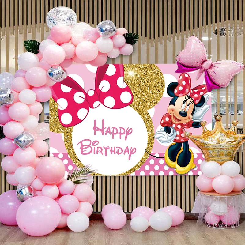 Delegación Cargado Adjunto archivo Decoraciones de cumpleaños de Minnie Mouse, suministros de fiesta, nombre  personalizable gratis, telón de fondo para decoración de Baby Shower|Fondos  para fiestas| - AliExpress