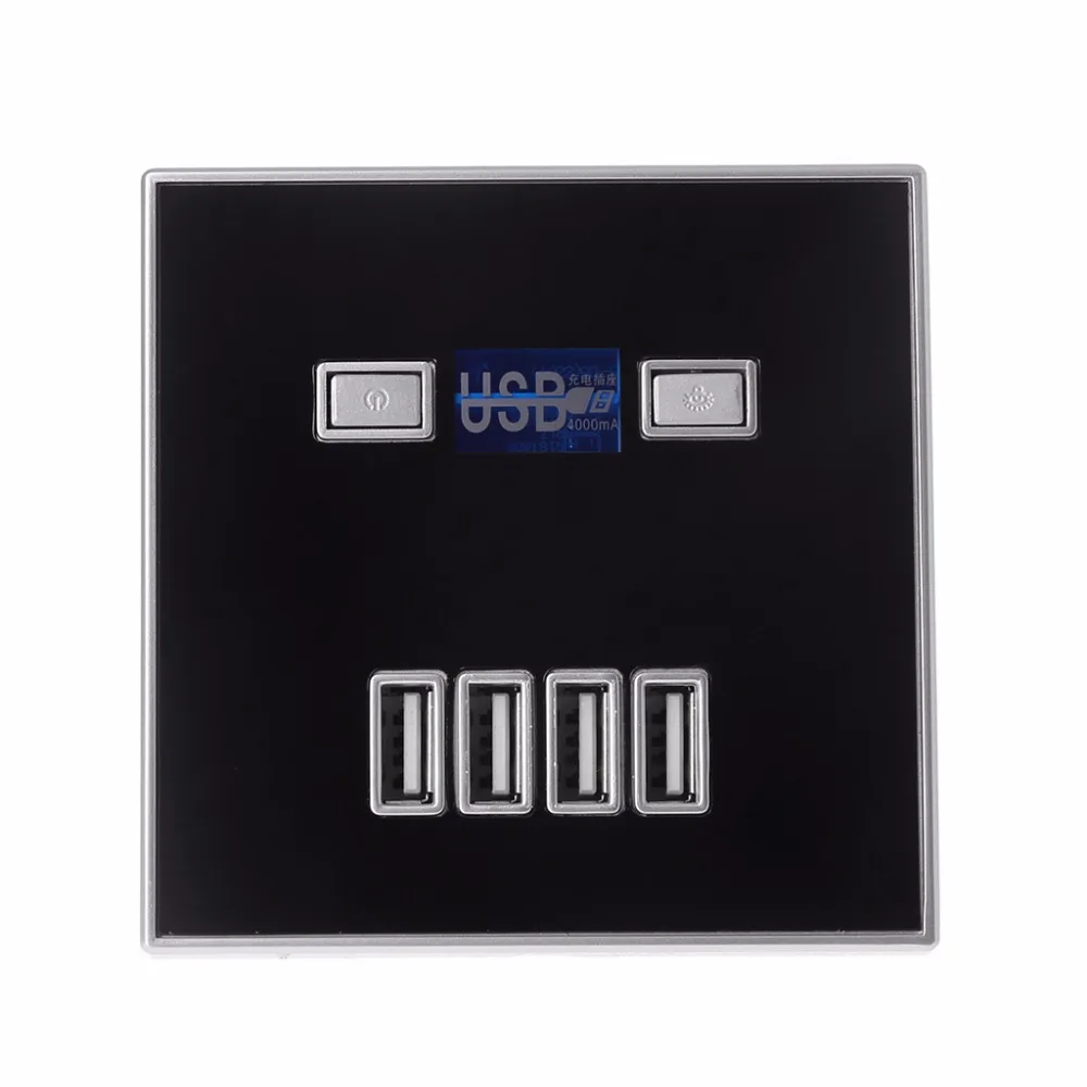 220V 4A 86 Тип 4 Порты usb стены Мощность гнездо адаптера Зарядное устройство Панель Быстрая зарядка розетки 3 цвета