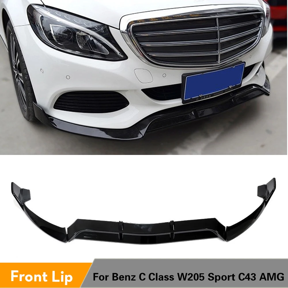 Спойлер для переднего бампера разветвитель Mercedes-Benz Class W205 Sport C180 C200 C300 2015 - 2018 PP