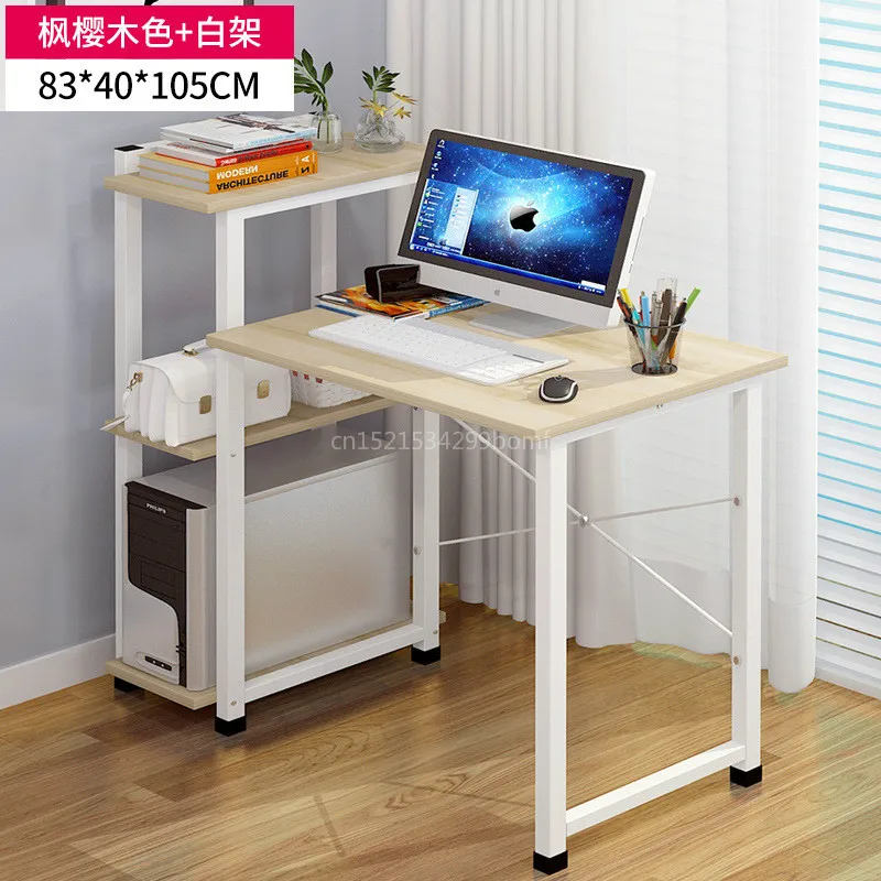 Stable Steel Frame Computer Desk with Bookshelf Simple Office Wooden Desks Household Waterproof Laptop Table Width 80cm - Цвет: high 105cm