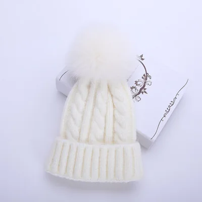 WHITE Новинка, зимняя шапка, роскошное качество, Лисий мех, помпон, шапки бини, высокое качество, для девушек, женщин, капот, зимние шапки для женщин - Цвет: WHITE