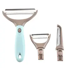 3 в 1 Овощечистка Набор многофункциональный нож для очистки овощей и фруктов для капусты, моркови, картофеля(светильник с голубой ручкой