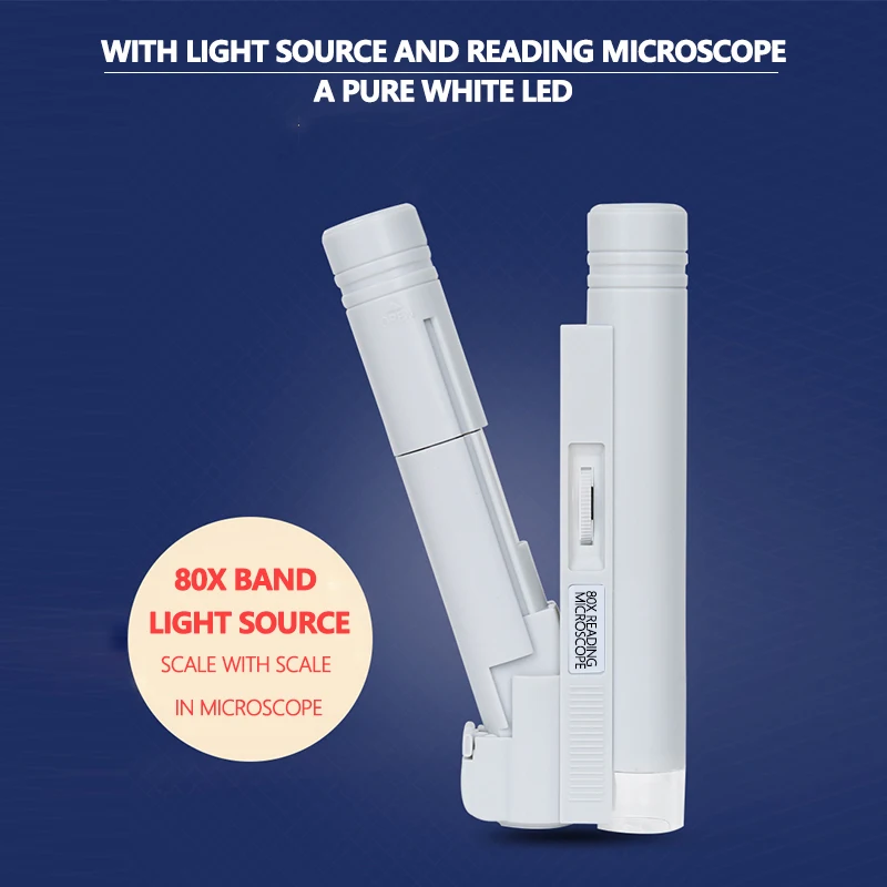 

LED light 80 times torch microscope With Scale With LED Magnifying Glass School Student Experimental Microscope
