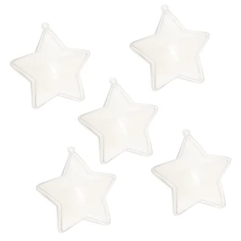 

5pcs Star Shape Clear Refillable Ball Xmas Tree Ornament Festival Christmas Decor Wedding Party Gifts Accessories - 8cm