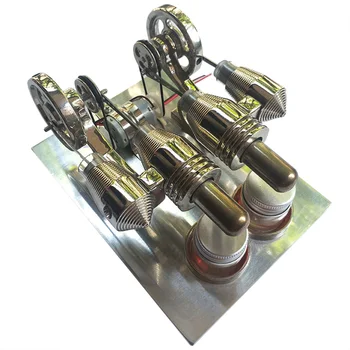 

Two-Cylinder Stirling Engine Metal Generator External Combustion Engine Model (Random Color Of Bulb)
