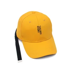 Бейсбольная кепка с вышитым буквенным принтом для мужчин и женщин с длинной лентой, черная, желтая Кепка, 2 цвета