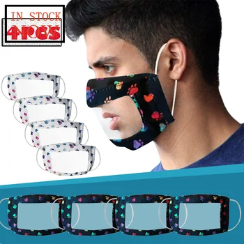 

4PCS Mask With Clear Window Visible Expression For The Deaf And Hard Of Hearing Reusable Mask Face Shield Masque Mouth-muffle