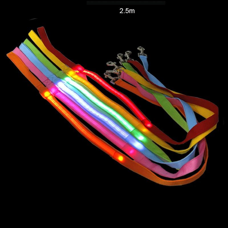 1 шт 1. 2 м аксессуары для домашних животных, собак поводок для собак с ночным светодиодный Одноцветный уличный регулируемый поводок для собак