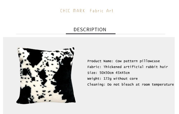 NEW 2021 Plush Cow Pattern Cushion Cover for Black or White Pillowcover by Hot Sale Animal Party of Home Decoration Pillow Cover