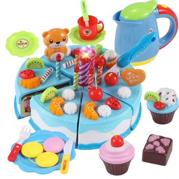 

55/80 Pcs Kids Simulation Kitchen Toys Birthday Party Cake Playset Pretend Play Food Toy for Educational Toddler Toys