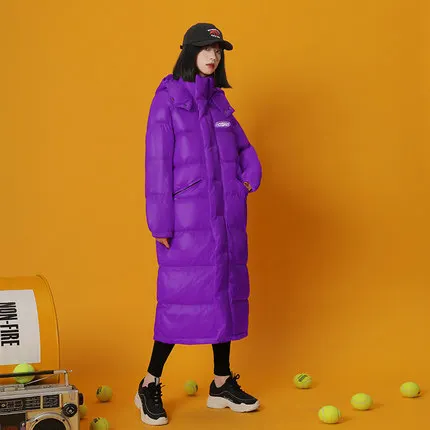 Зимнее пальто Женская хлопковая куртка новая длинная пуховая хлопковая верхняя одежда однотонная куртка с капюшоном модная утолщенная теплая парка куртка - Цвет: Purple No zipper